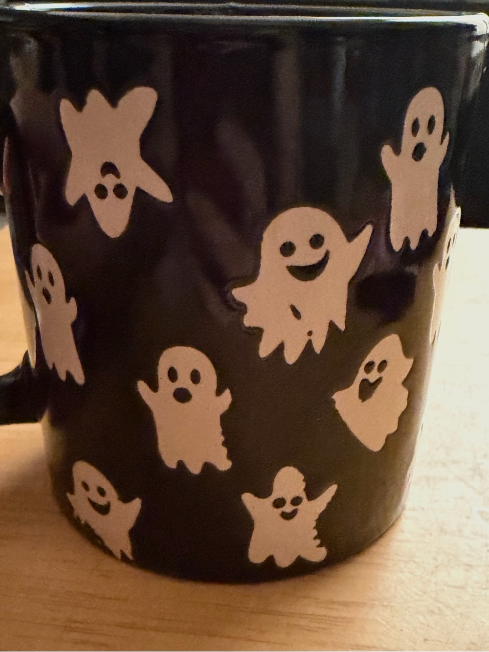 Black Ceramic Halloween Ghost Mug with White Ghosts